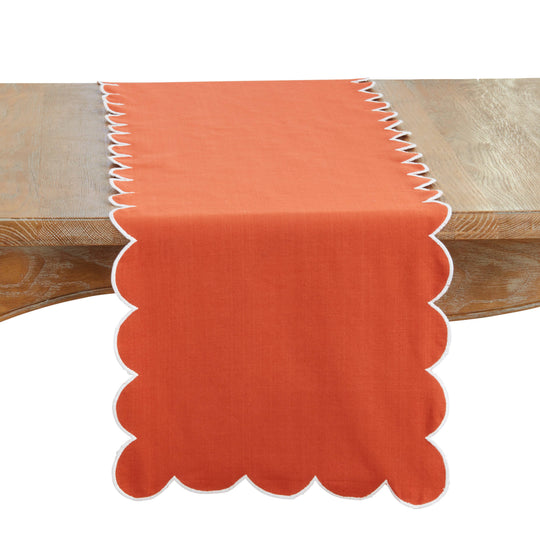 Cotton Scalloped Table Runner