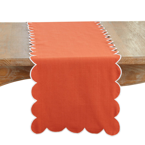 Cotton Scalloped Table Runner