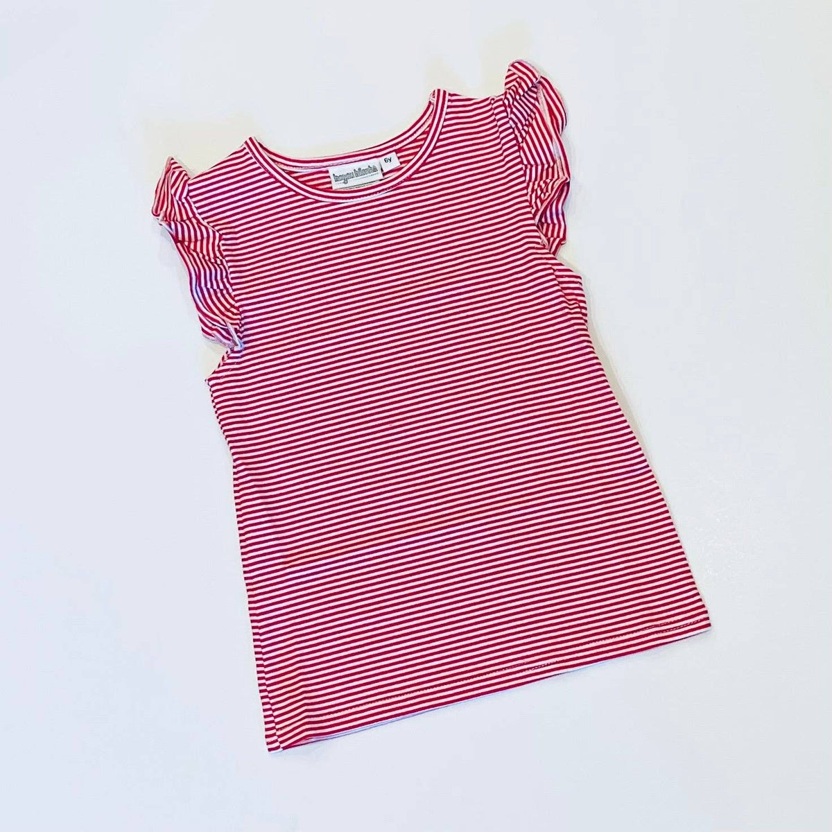 Knit Stripe Flutter Sleeve Shirt