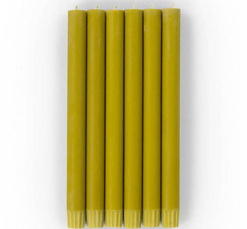 BRITISH COLOUR STANDARD - 25cm / 10'' H  - Green Muscat Eco Dinner Candles, Gift Box of 6