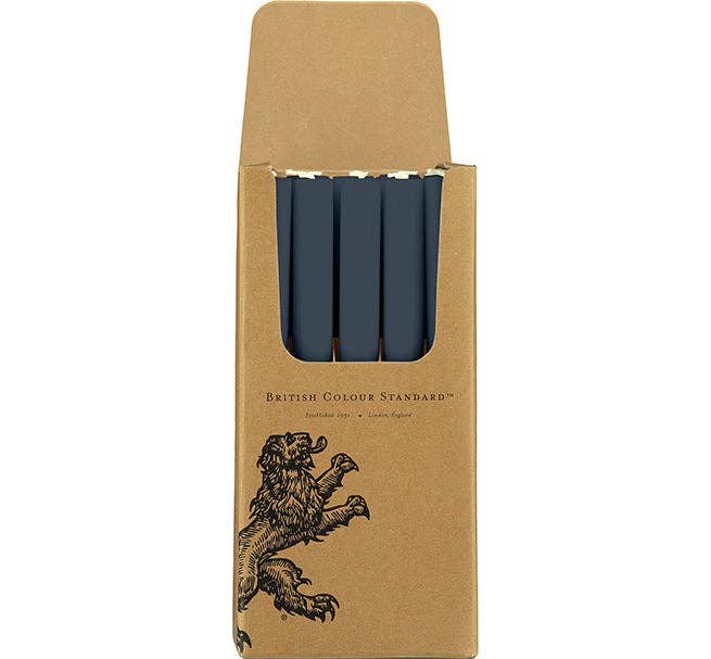 BRITISH COLOUR STANDARD - 25cm / 10'' H Gunmetal Grey Eco Dinner Candles, 25 per pack