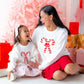 Candy Cane Christmas Gemstone Bow Clip - Kids Hair Accessory