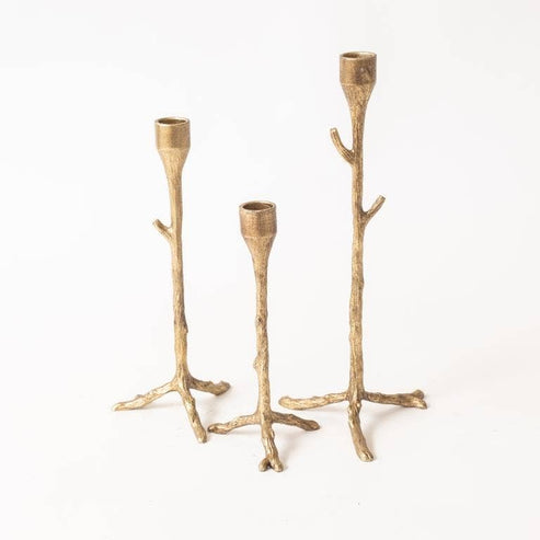 Gold Branch Taper Holder (Set Of 03)