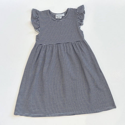 Knit Stripe Flutter Sleeve Dress