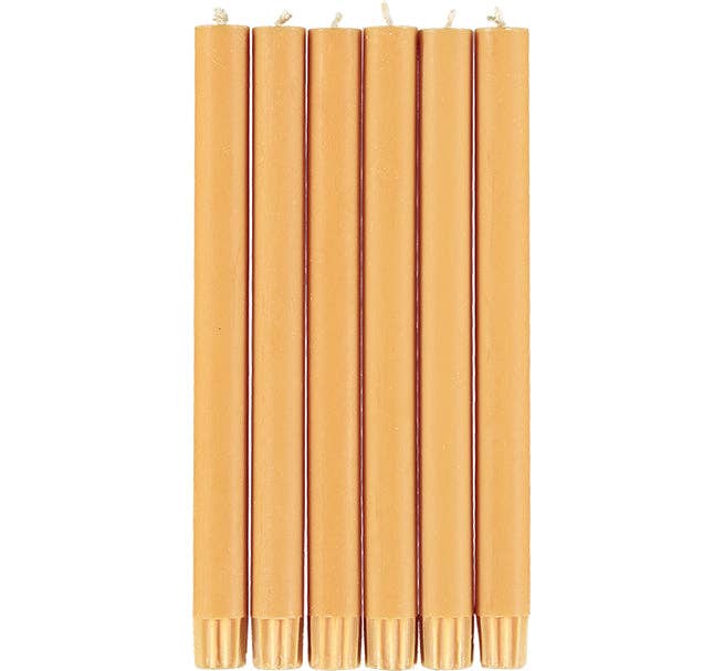 BRITISH COLOUR STANDARD - 25cm / 10'' H Saffron Eco Dinner Candles, 25 per pack