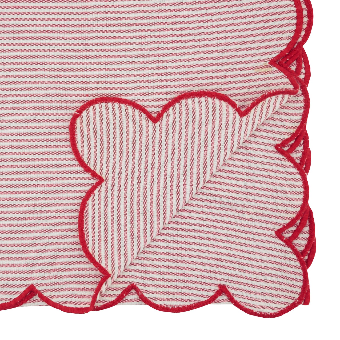 Cotton Striped Scalloped Decorative Table Runner
