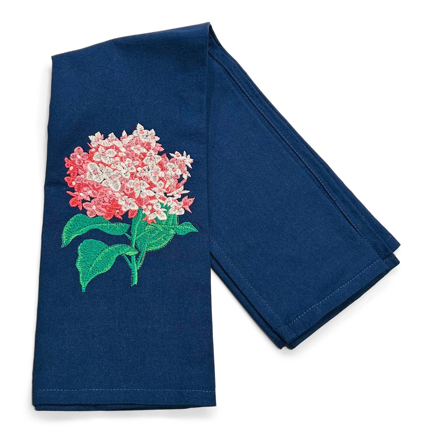 Towel - Cut Pink Hydrangea Blossom on navy