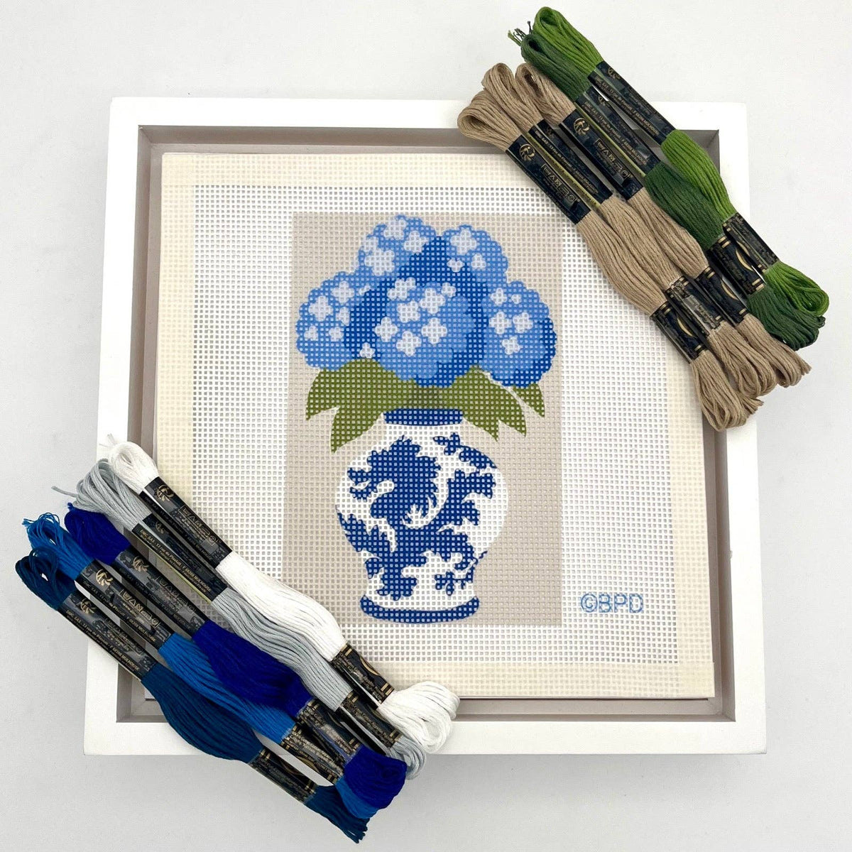 Vase and Blue Flowers (Chinoiserie) Needlepoint Design